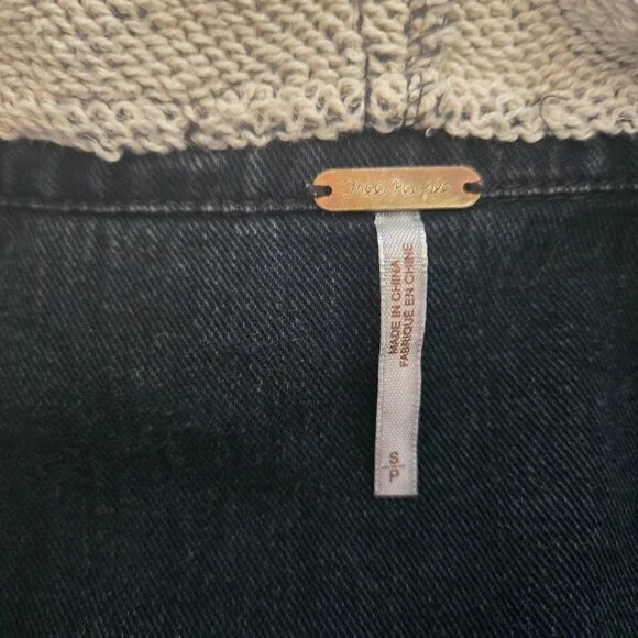 Free People Denim Jean Distressed Jacket with Hood - Picture 3 of 3